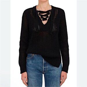 Derek Lam 10 Crosby lace up sweater black size M NWT